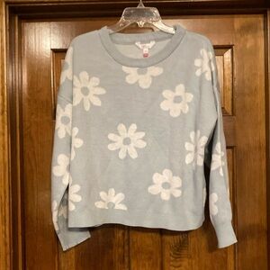 XXXL No Boundaries Light Blue / Green  and White Flower Sweater